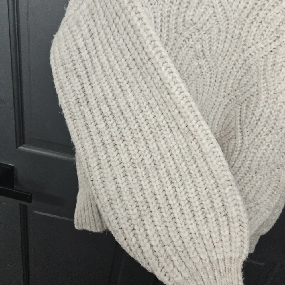 a new day Cream Turtleneck Sweater Cable Knit Woman Beige Small